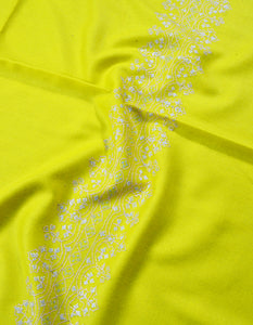 banana yellow embroidery wool stole 0103