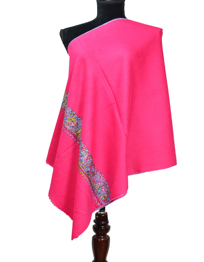 pink embroidery wool stole 0104
