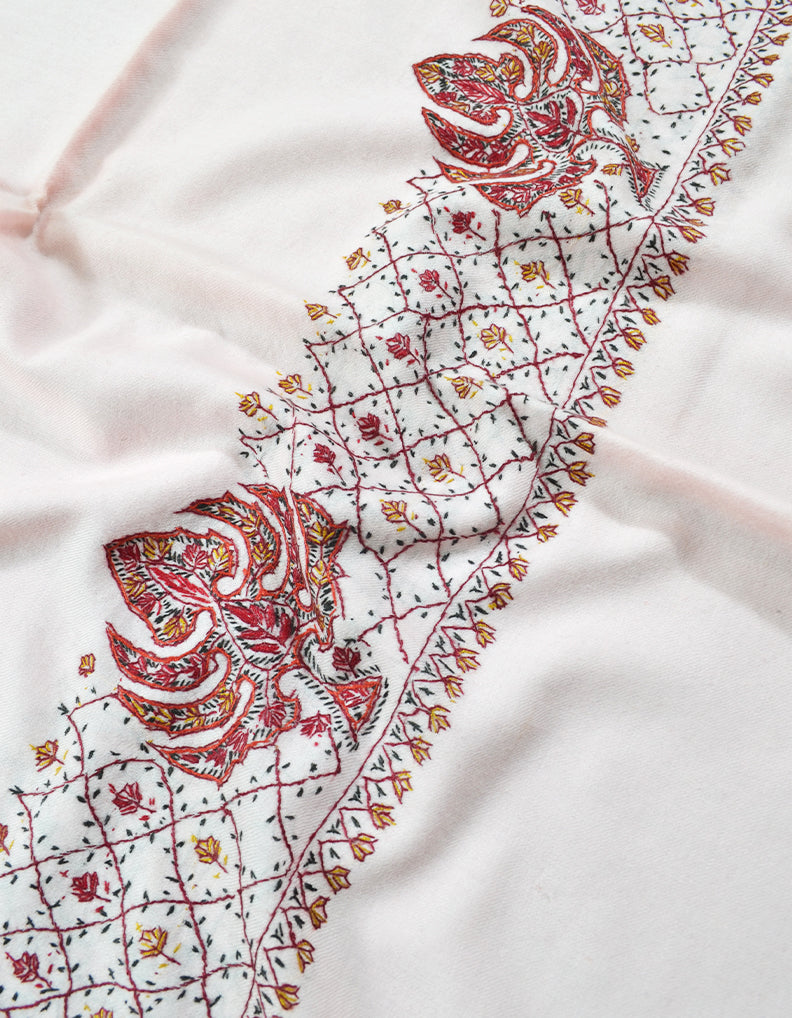 buble-gum pink embroidery wool stole 0105