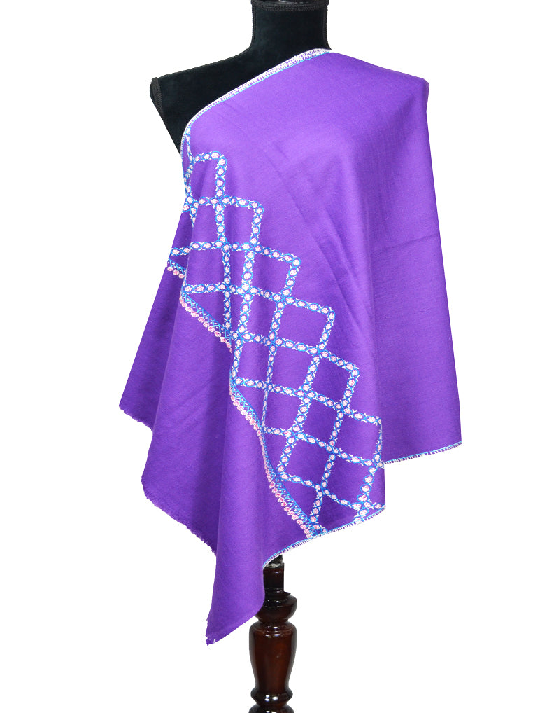 grape embroidery wool stole 0110