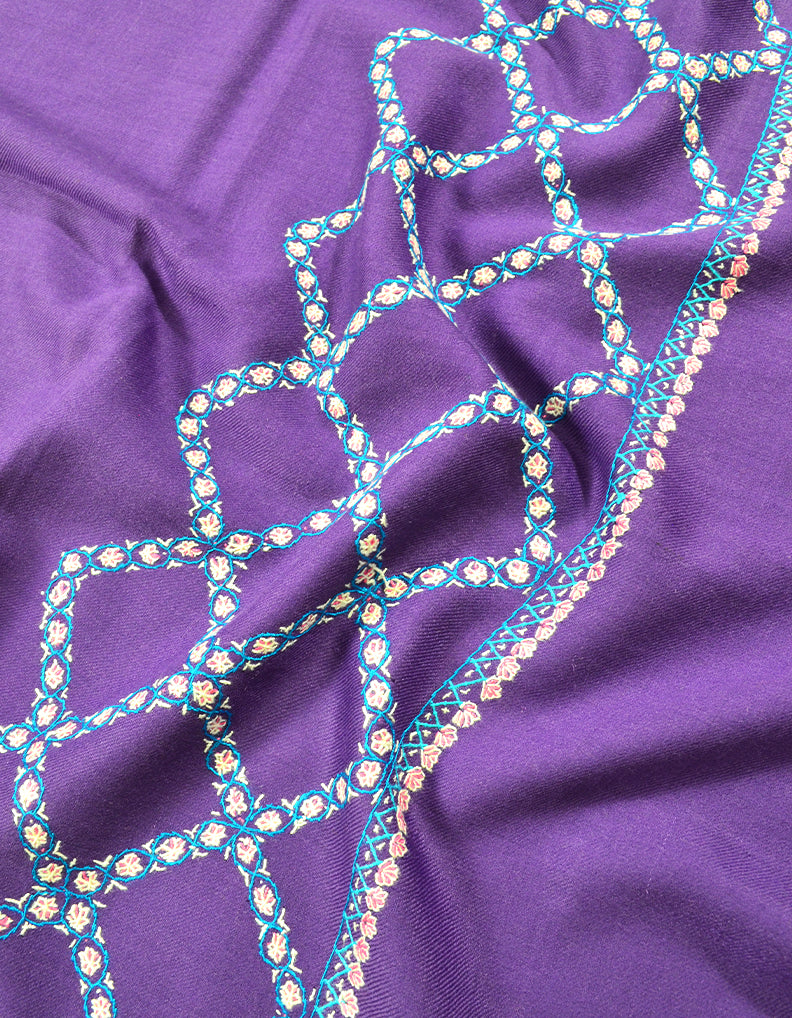 grape embroidery wool stole 0110