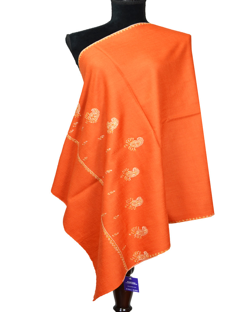 orange embroidery wool stole 0113