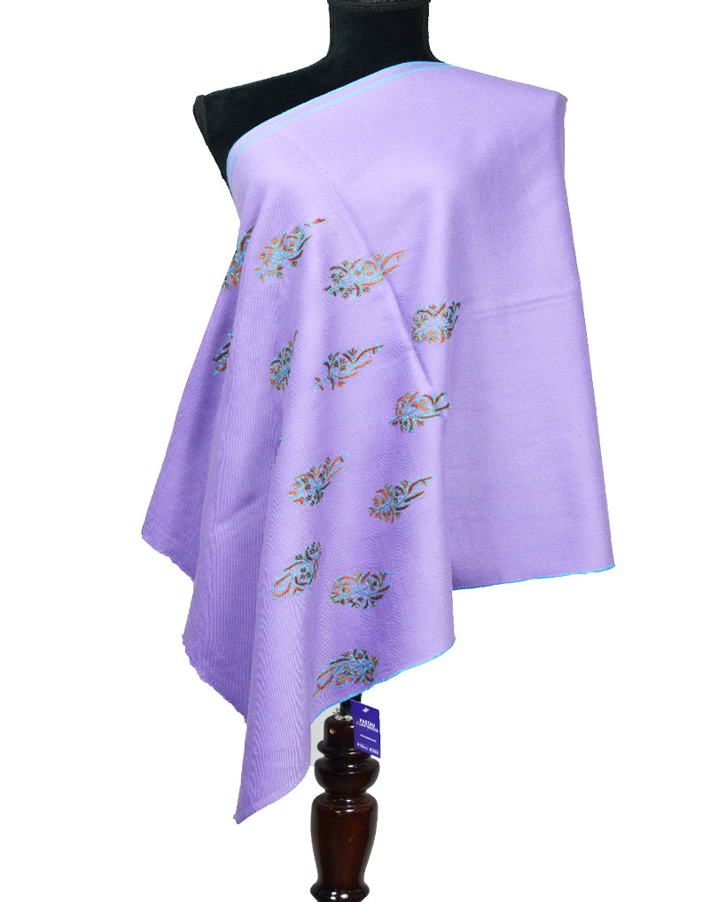 light orchid embroidery wool stole 0115
