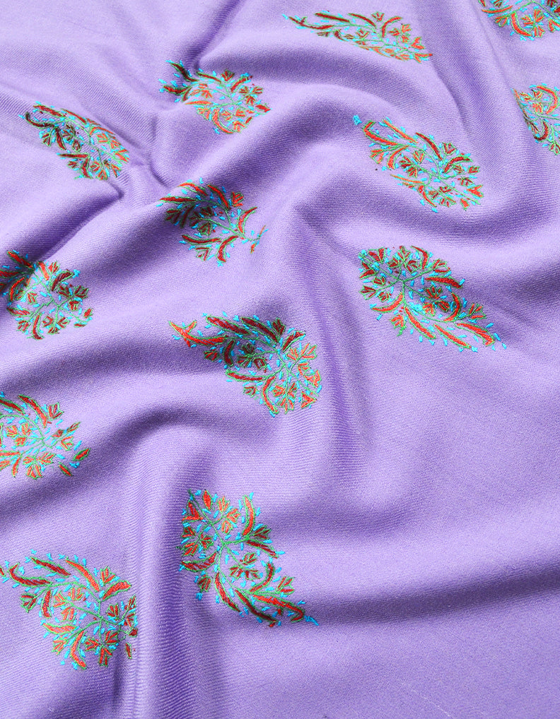 light orchid embroidery wool stole 0115