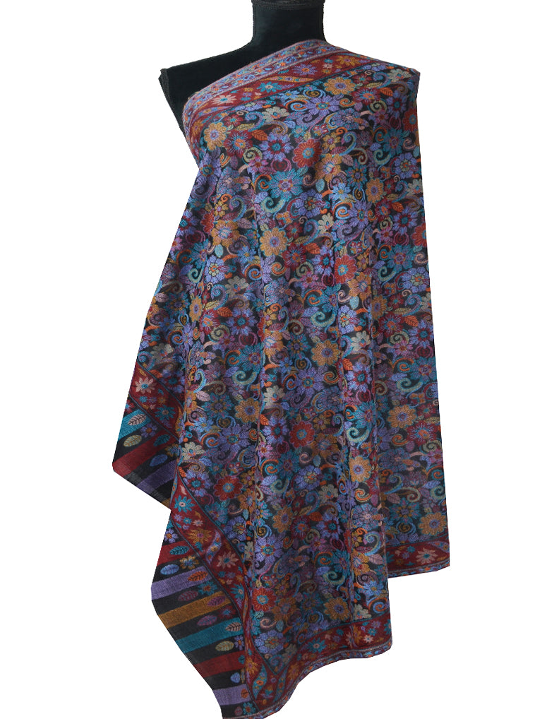 black wool shawl 0121