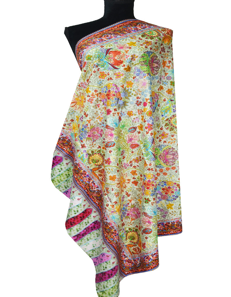 multi-coloured embroidery wool shawl 0133