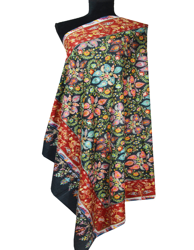 multi-coloured embroidery wool shawl 0134