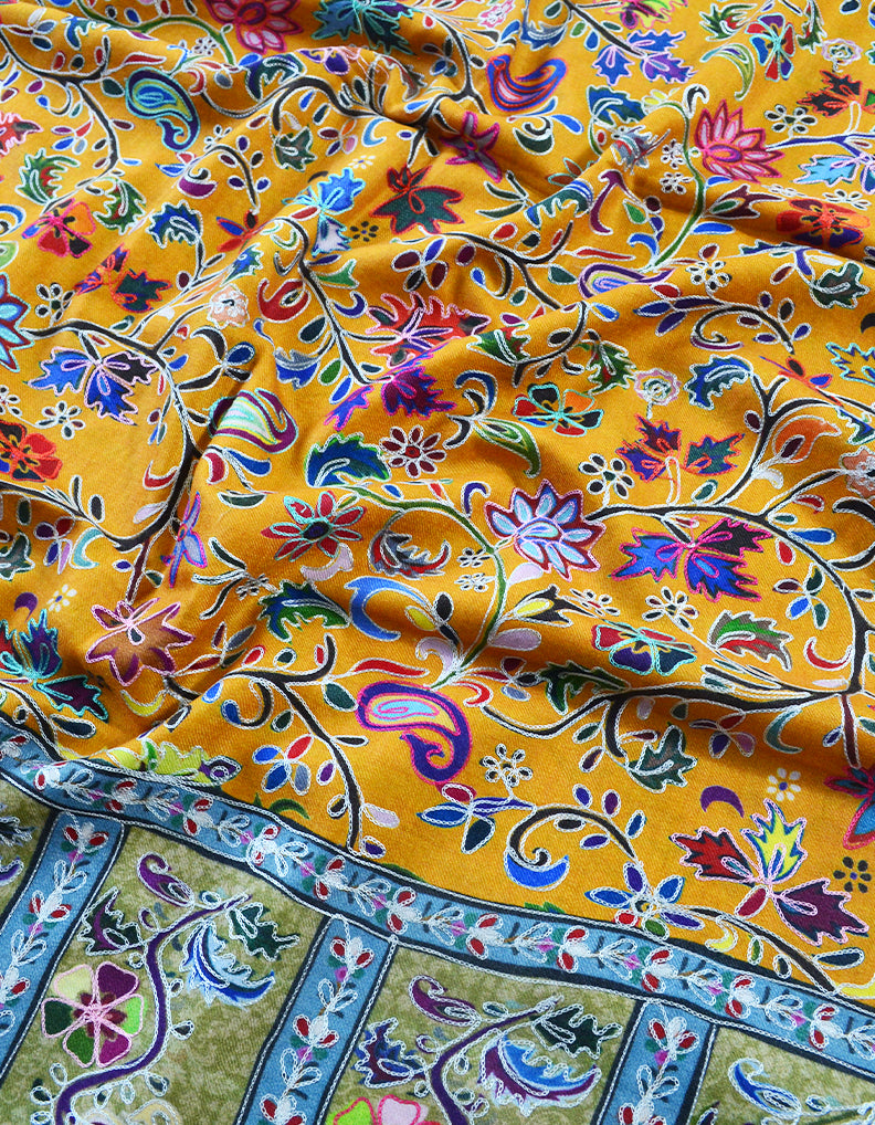 multi-coloured embroidery wool stole 0146