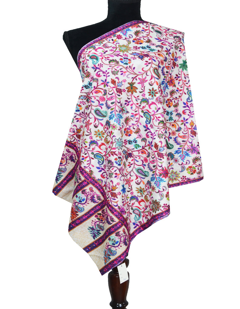 multi-coloured embroidery wool stole 0147
