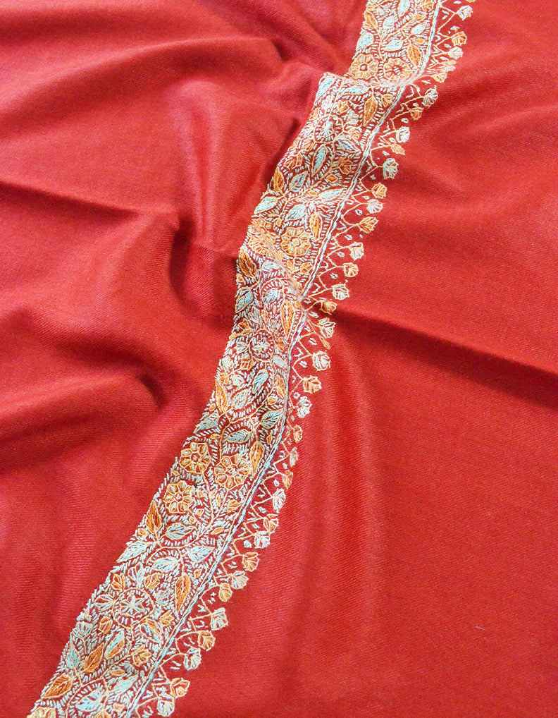 maroon embroidery wool stole 0150