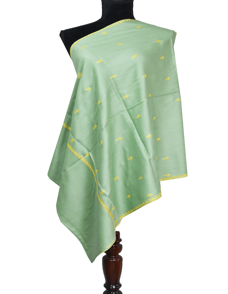 seaweed embroidery wool stole 0155