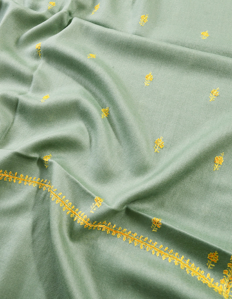 seaweed embroidery wool stole 0155