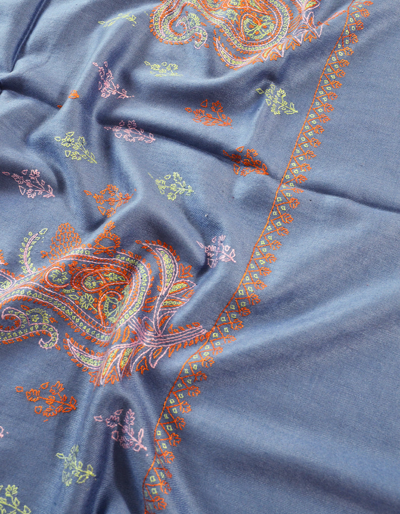 orchid embroidery wool stole 0157