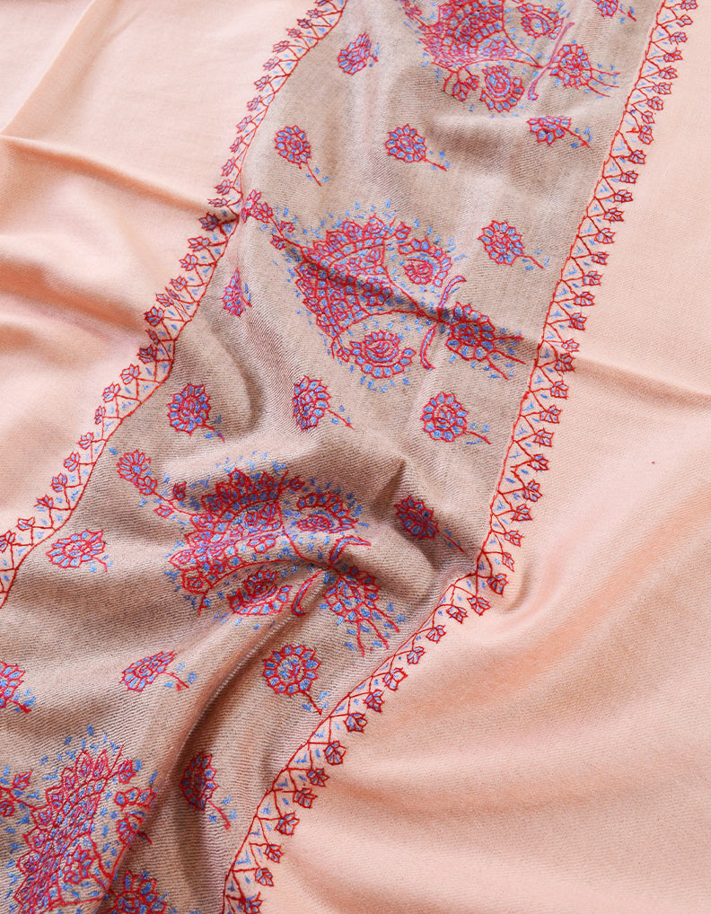 pink embroidery wool stole 0165