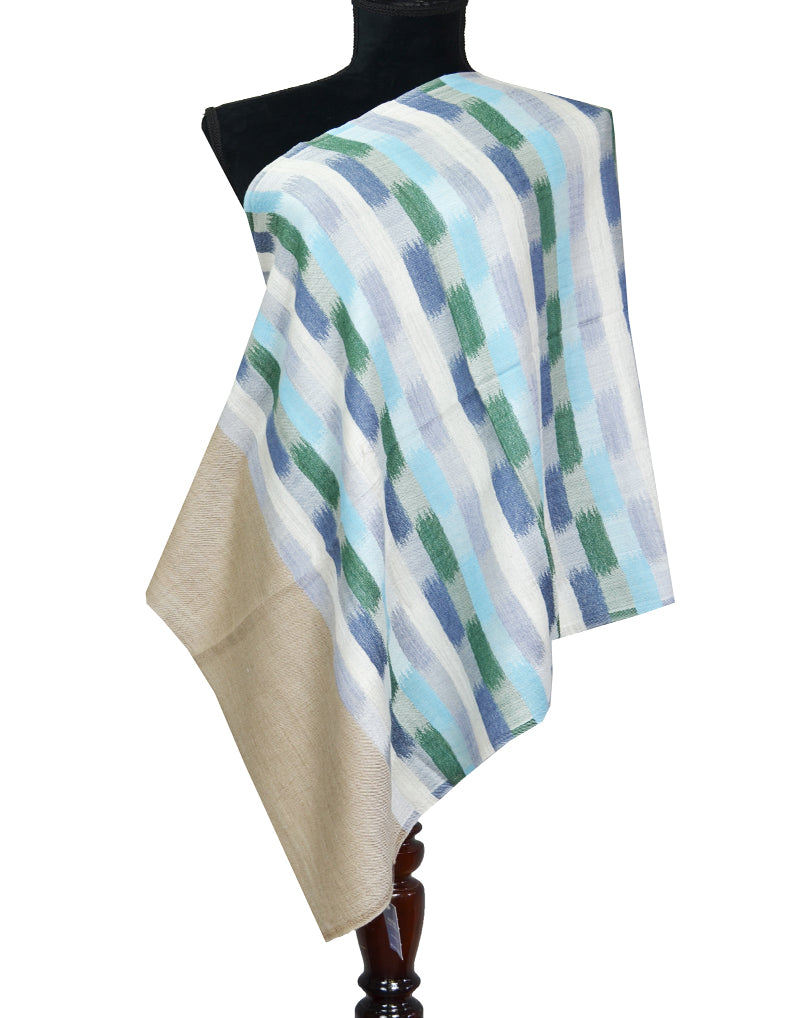 natural striped wool stole 0169