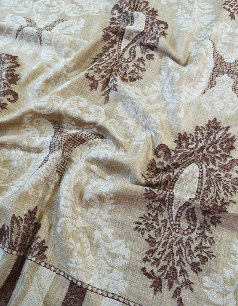 natural and brown wool stole 0171