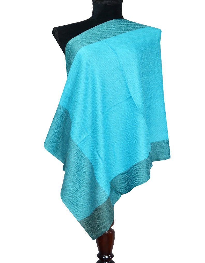 skyblue striped wool stole 0179