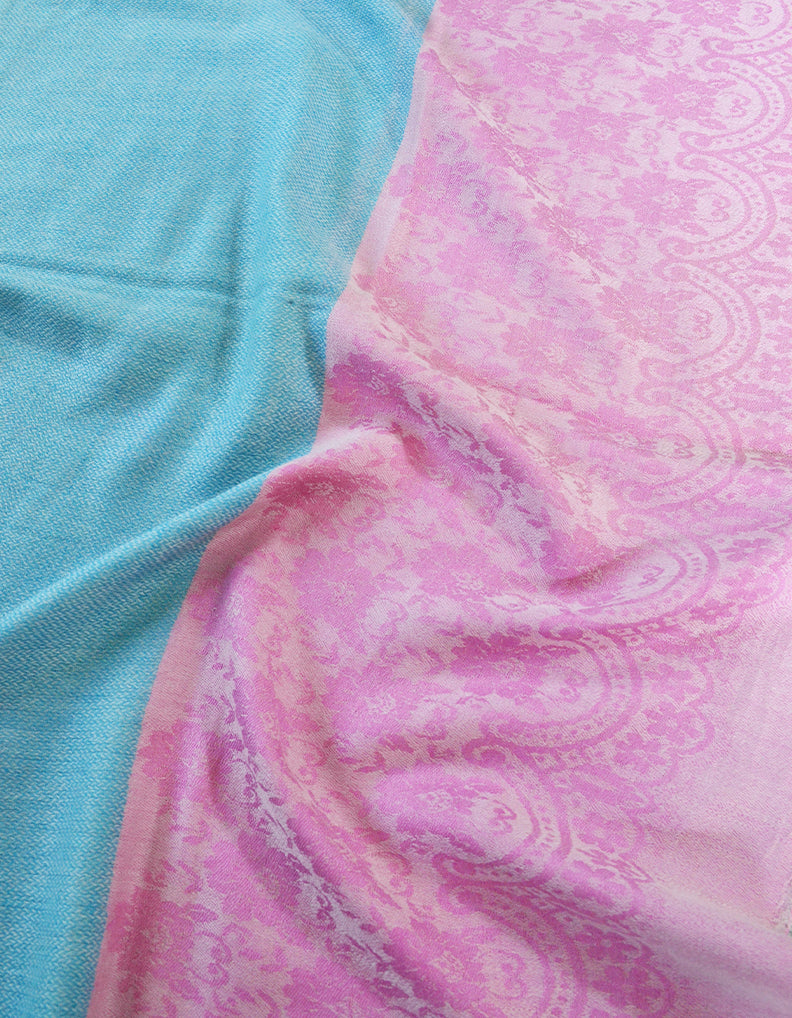 skyblue and pink wool stole 0207