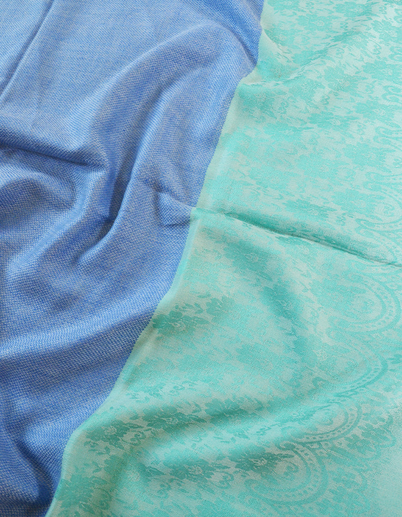 blue and skyblue wool stole 0208