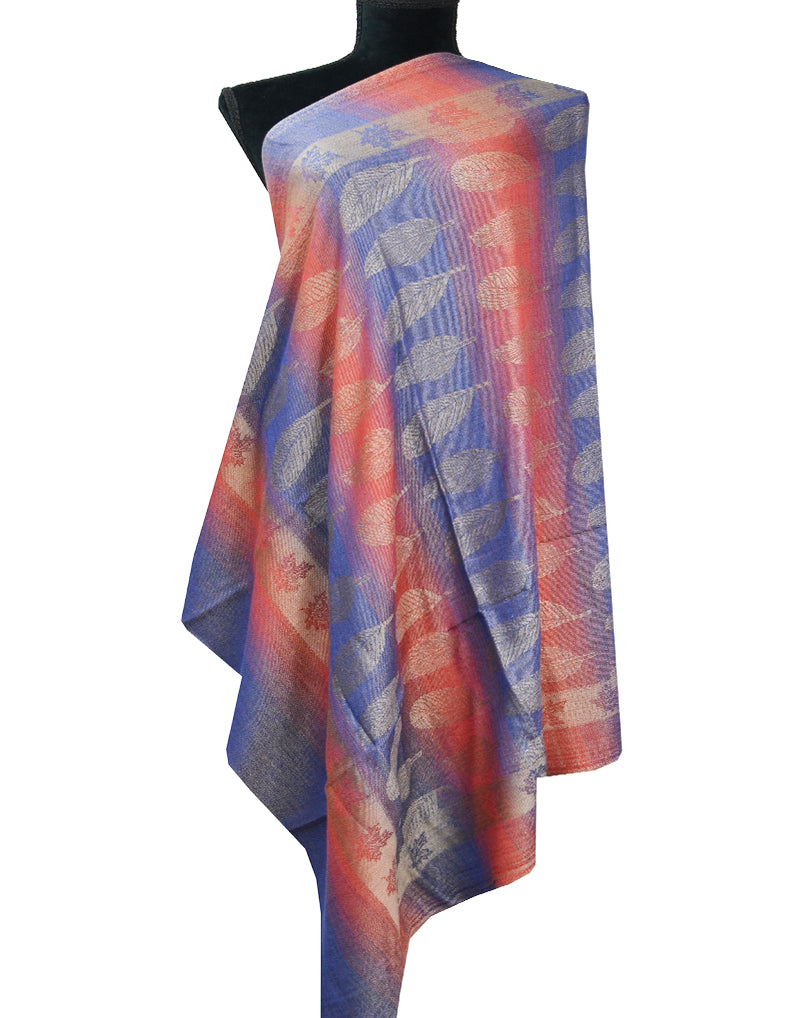 red and blue wool shawl 0216