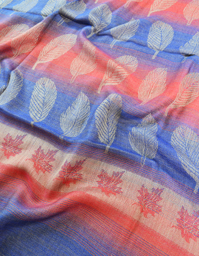 red and blue wool shawl 0216