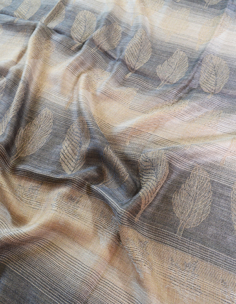 natural and black wool shawl 0223