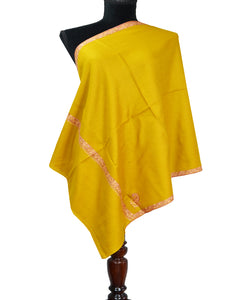 yellow embroidery wool stole 0257