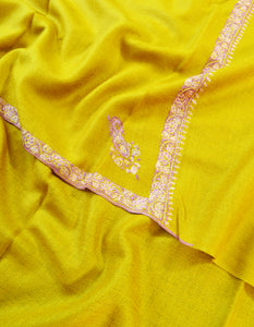 yellow embroidery wool stole 0257