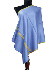 navy blue embroidery wool stole 0261
