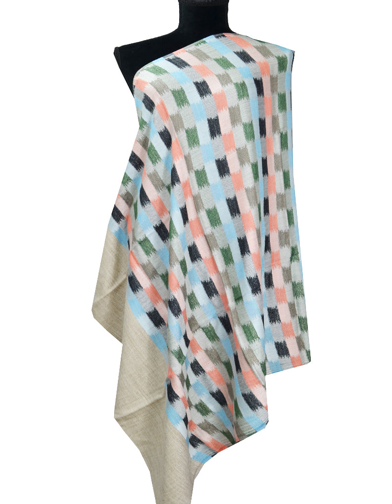 natural striped wool shawl 0265