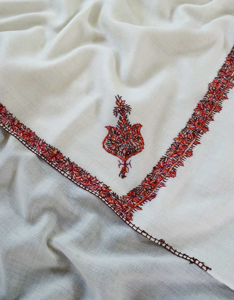 pure white men embroidery wool shawl 0288