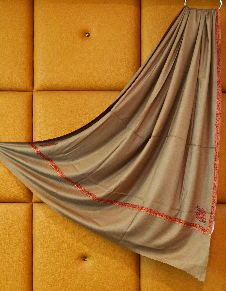 dark natural men embroidery wool shawl 0291