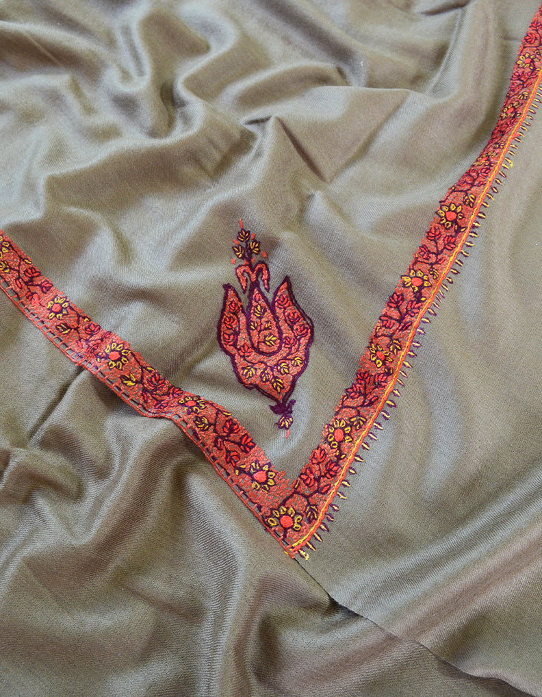 dark natural men embroidery wool shawl 0291