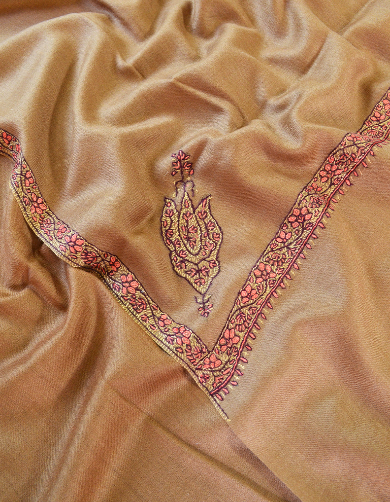 brown men embroidery wool shawl 0296