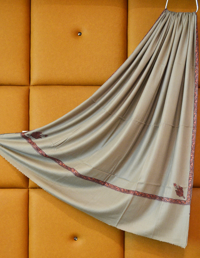 silver grey men embroidery wool shawl 0299