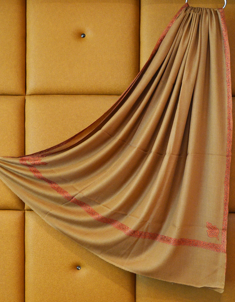 brown men embroidery wool shawl 0308