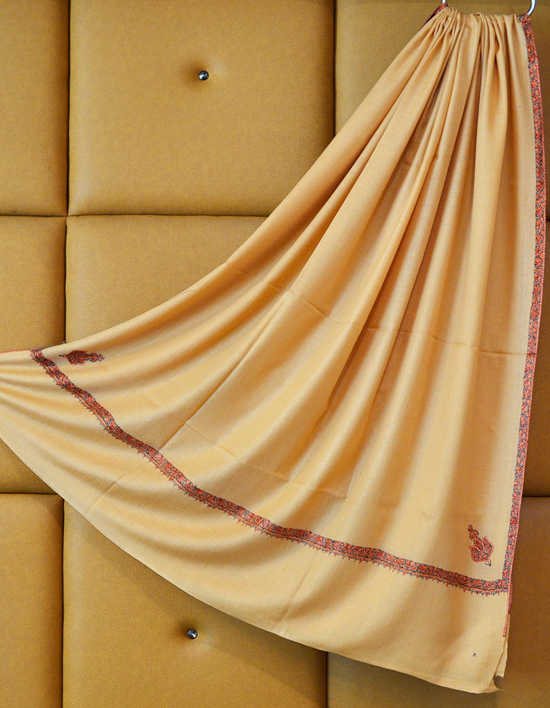 marigold men embroidery wool shawl 0311