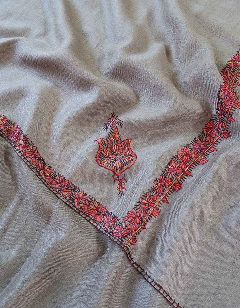 grey men embroidery wool shawl 0312