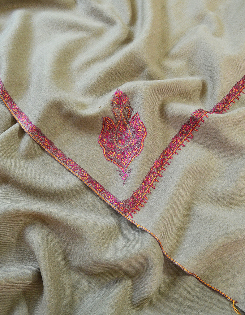 grey men embroidery wool shawl 0318