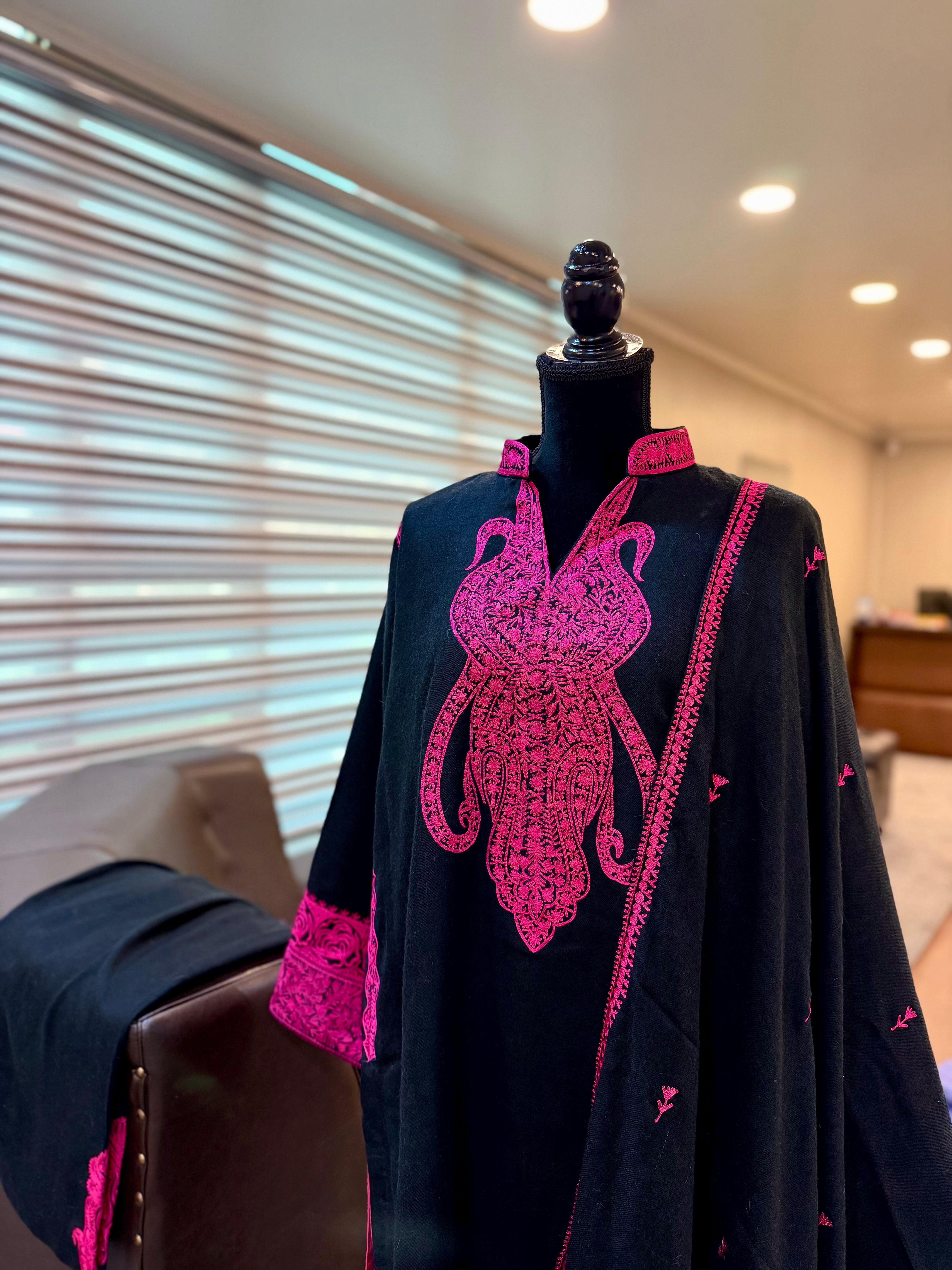 Purepashmina blend aariwork dress