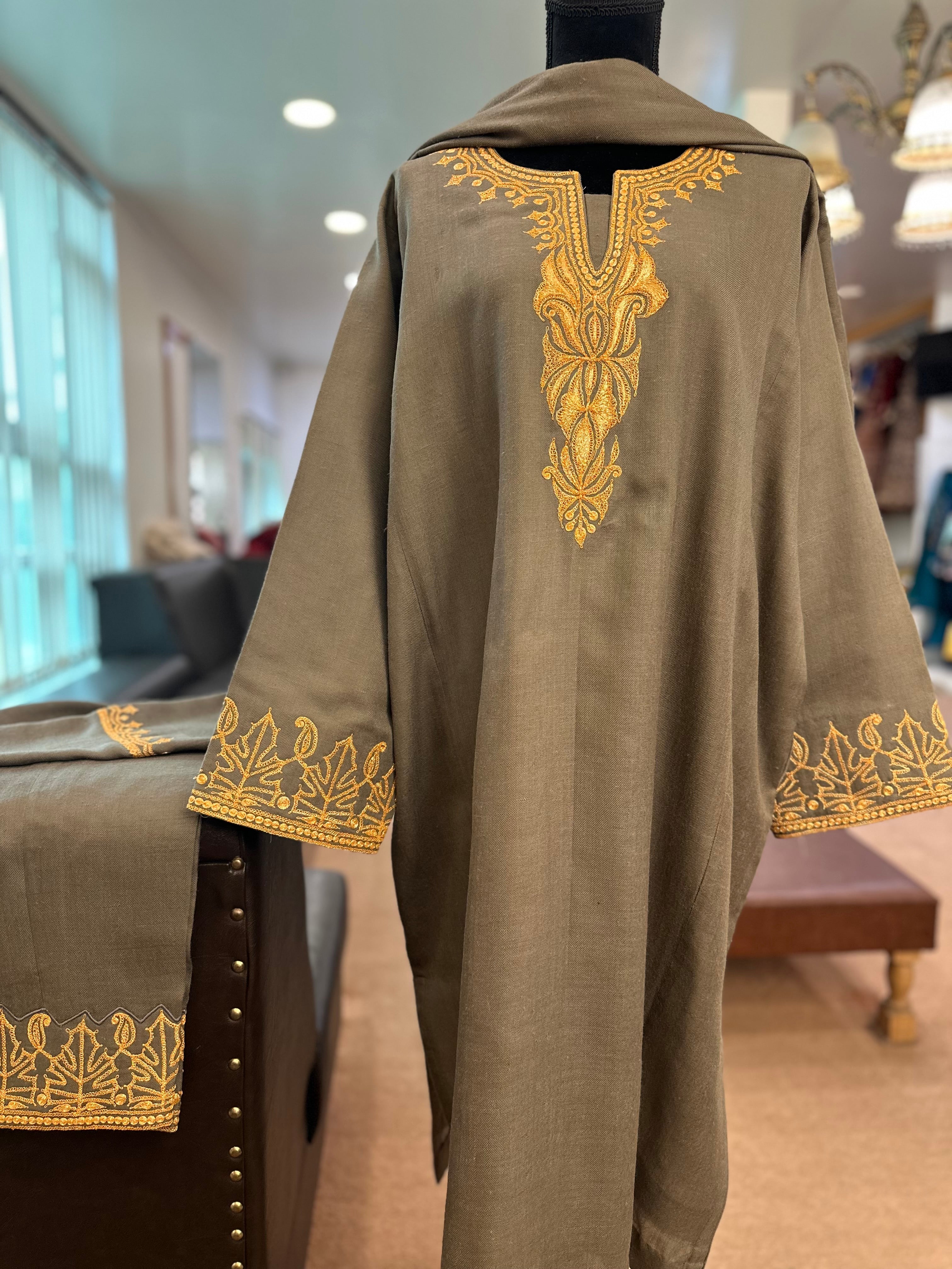 Purepashmina blend pheran set Pwb306