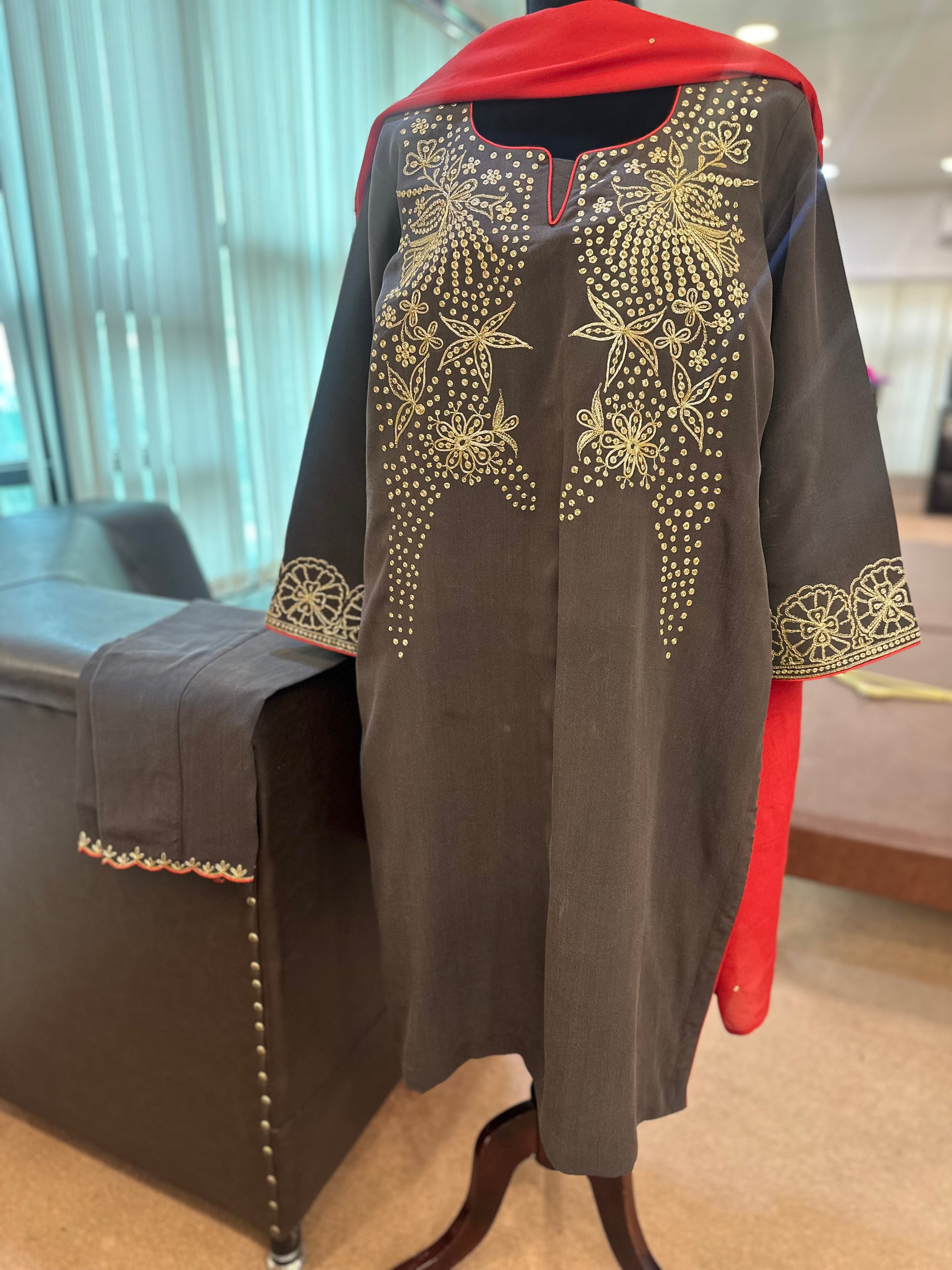 Pure crepe 3 piece kurta set mtks804