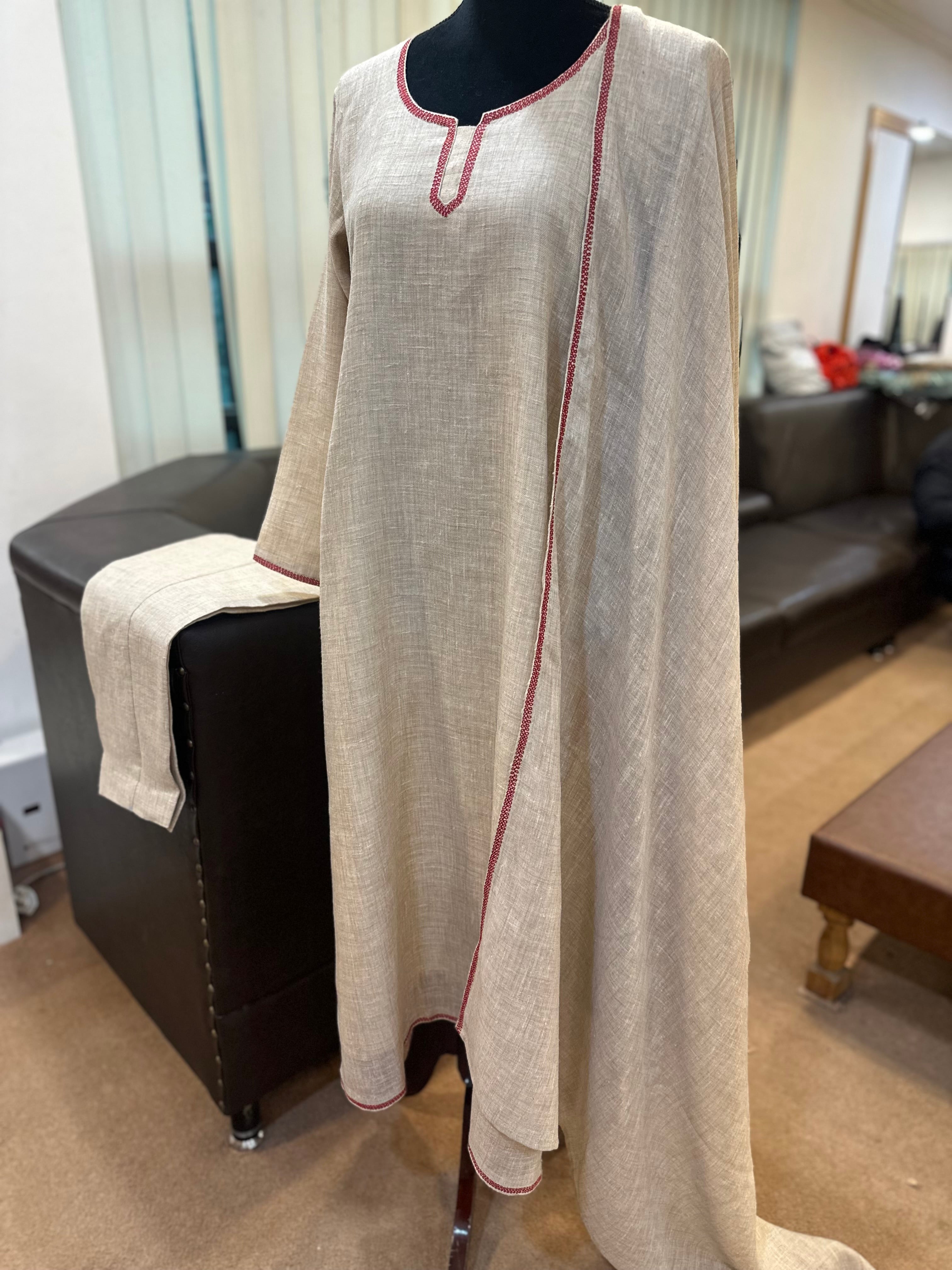 Purepashmina blend kurta set natural shade