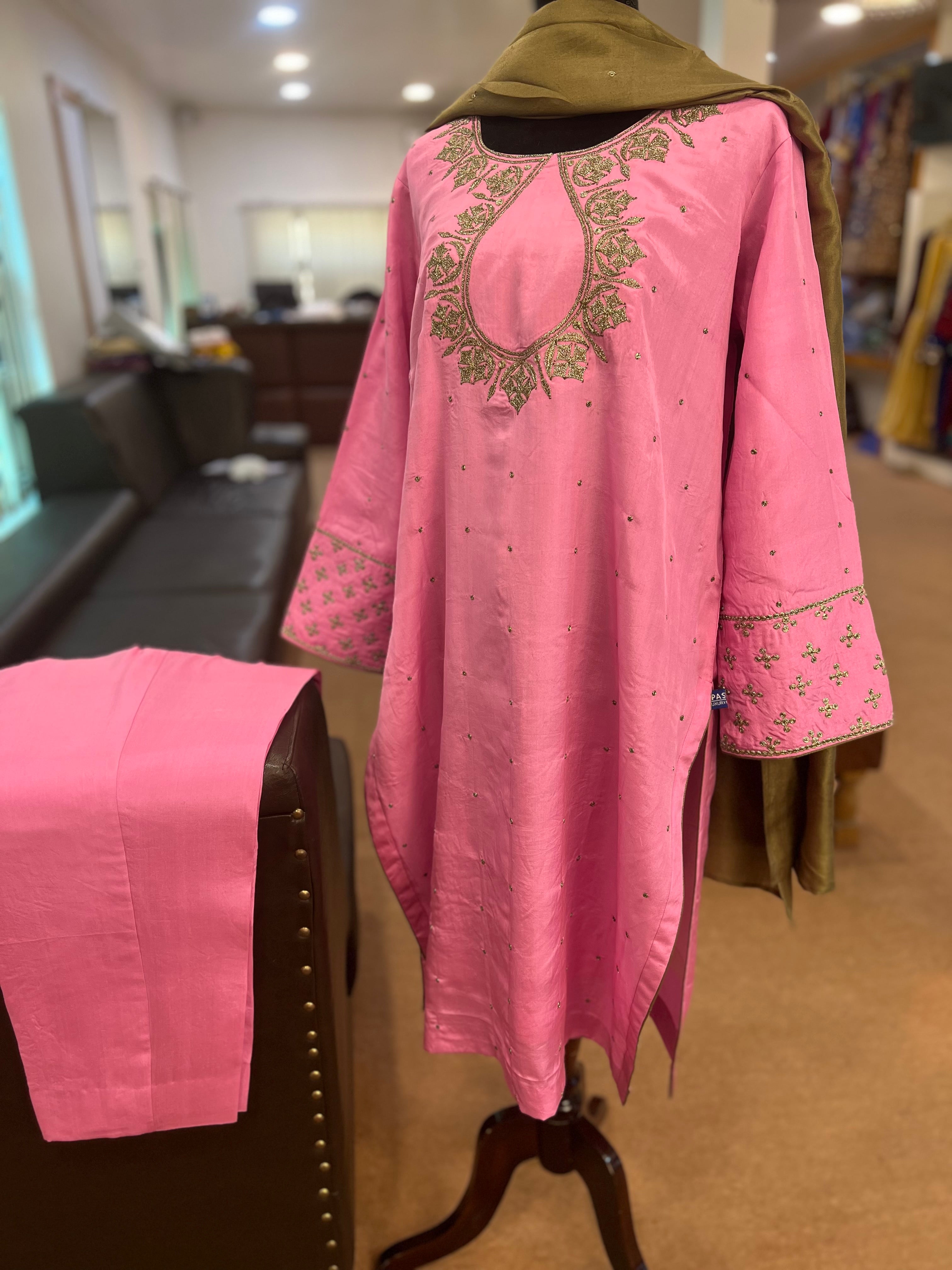 Pure silk kurta set 3pc stitched MTKS 835