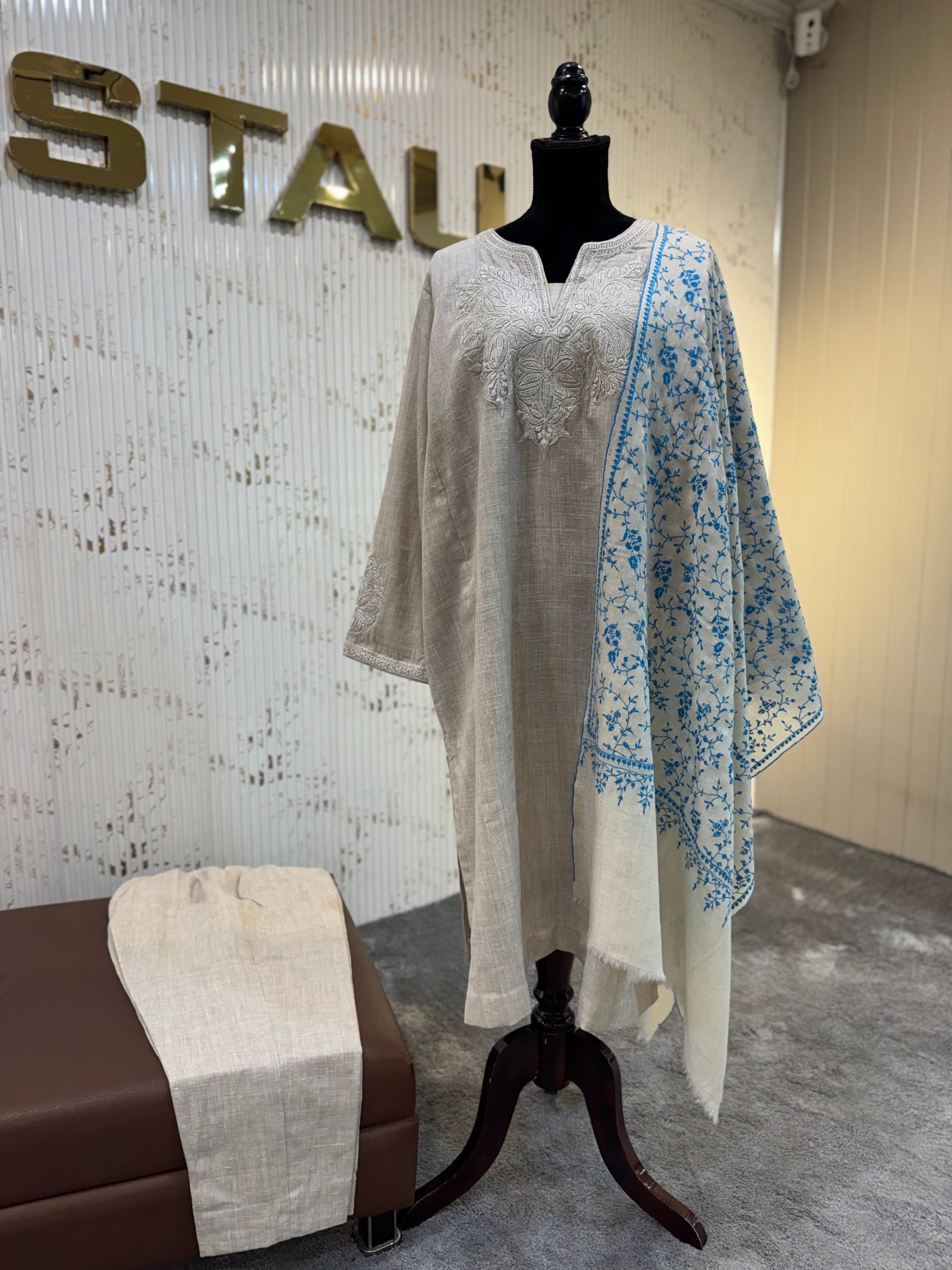 Purepashmina blend handtilla pheran set pwb585
