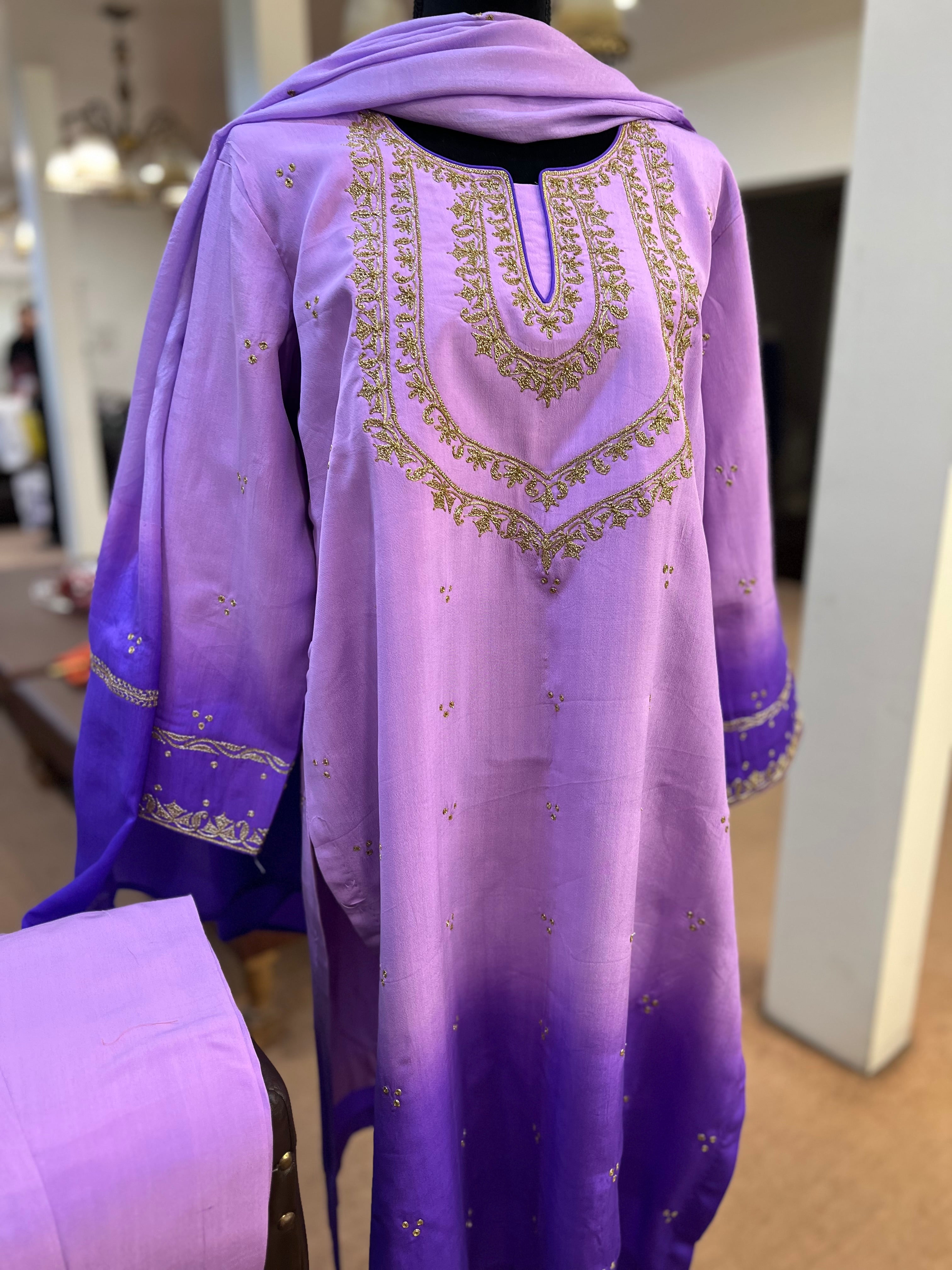 Pure crepe kurta set 3pc stitched Mtks819