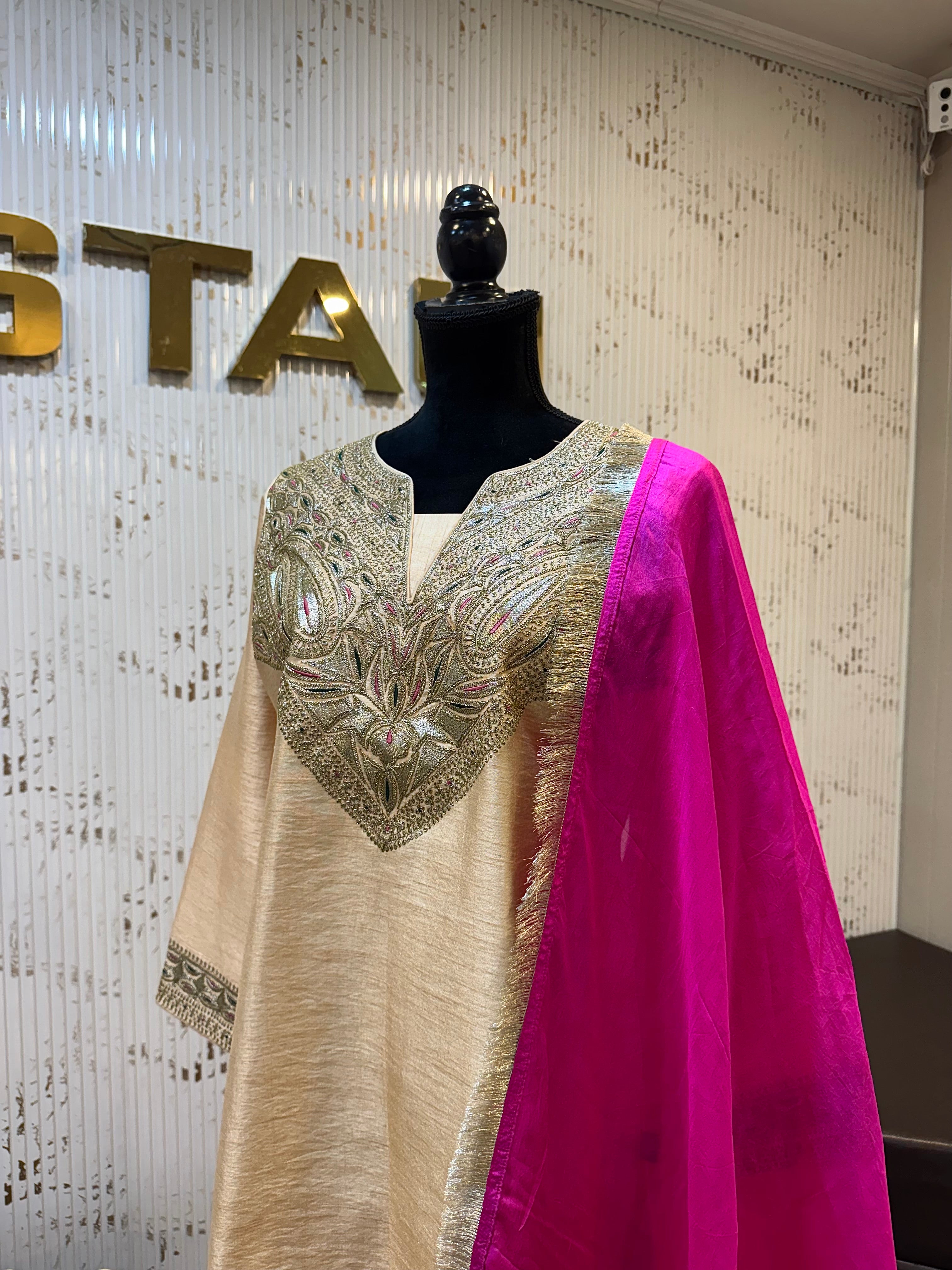 Raw silk 3 pc kurta set