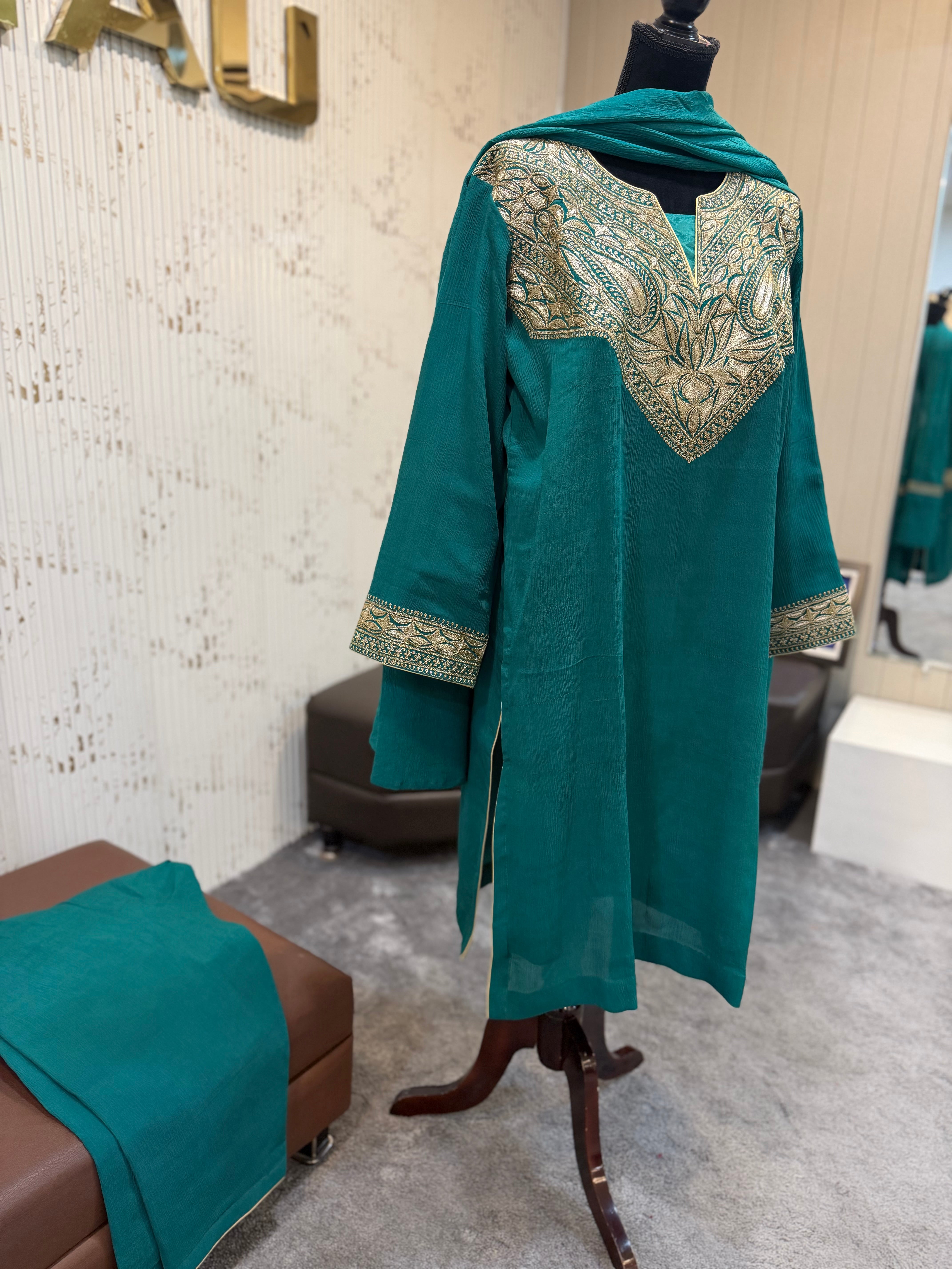 Pure chinnon 3 pc kurta set mtks871