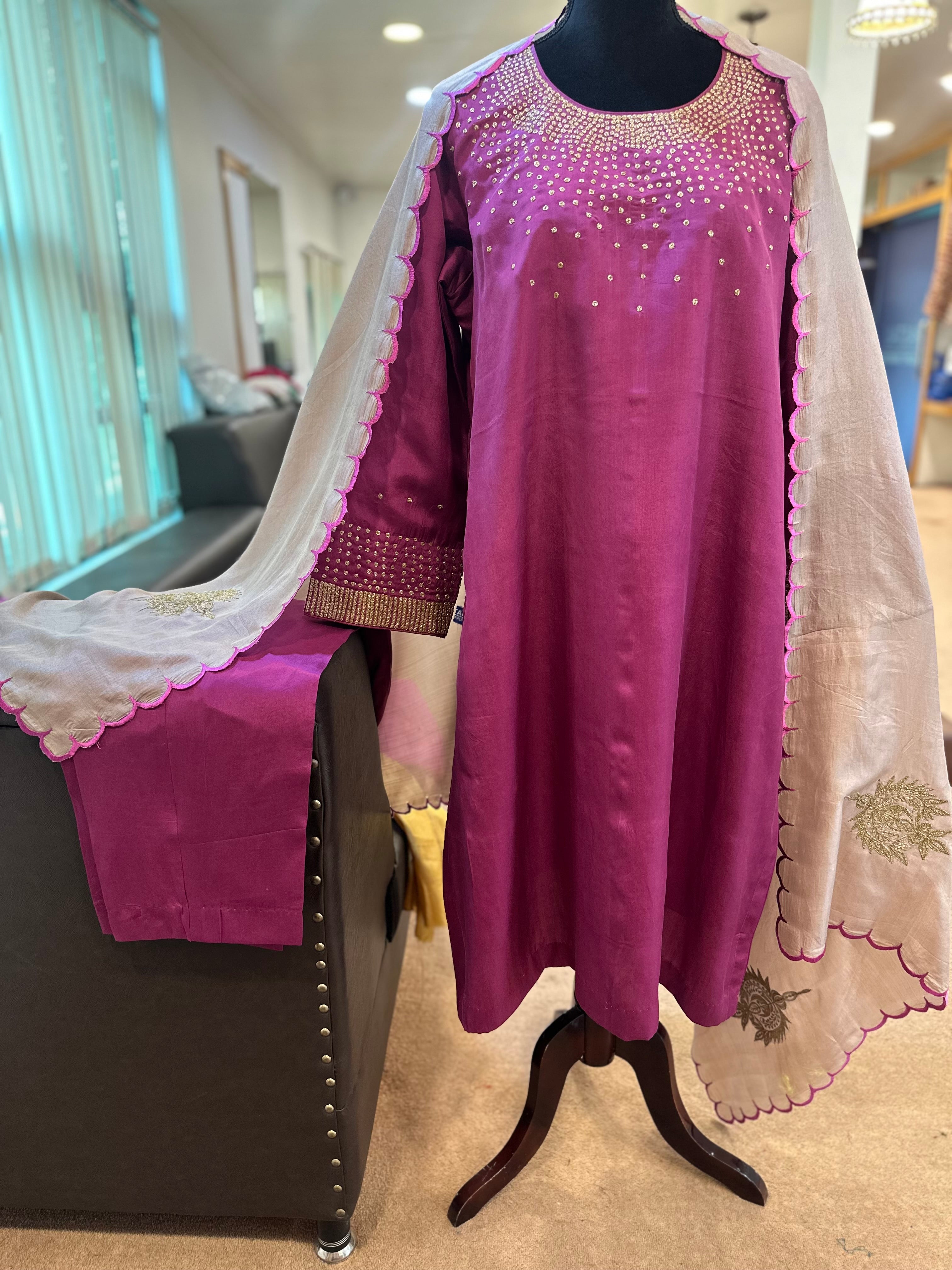 Puresilk 3 piece kurta set mtks837