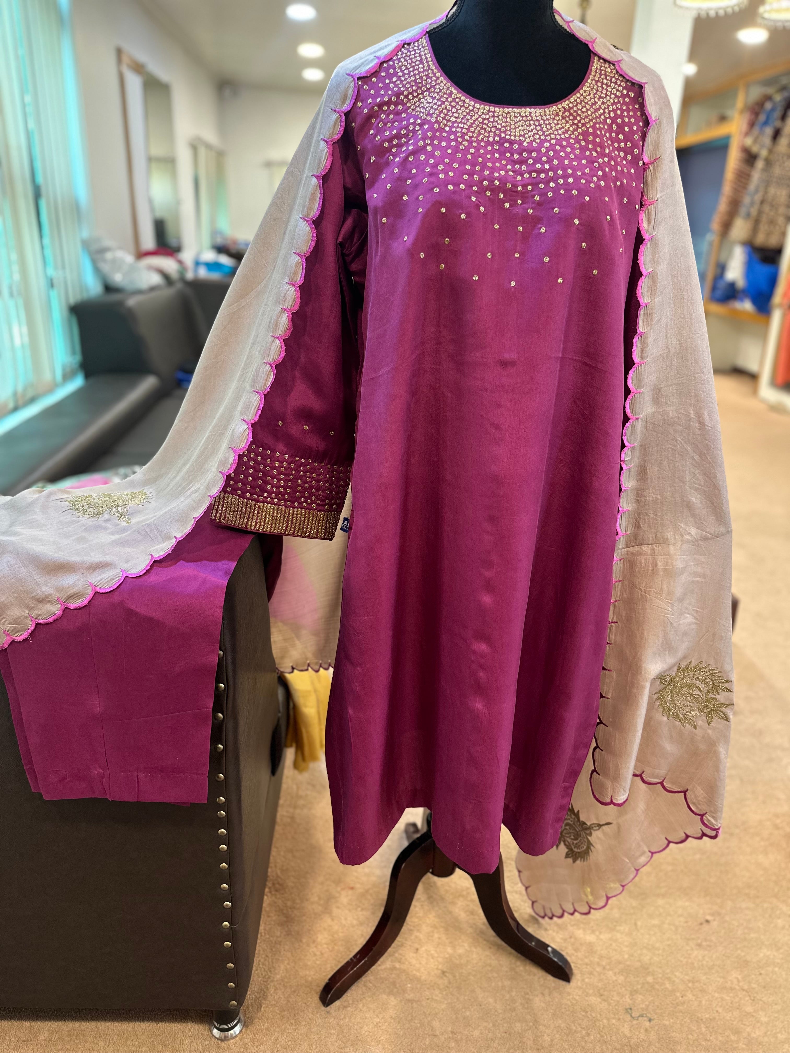 Puresilk 3 piece kurta set mtks837